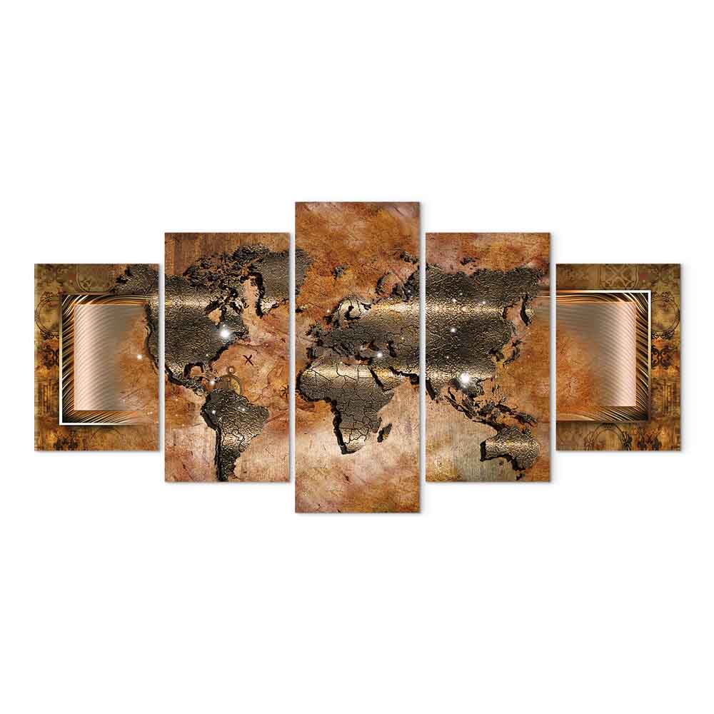 Abstract Steel World Map Canvas Print