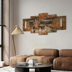 Abstract Steel World Map Canvas Print