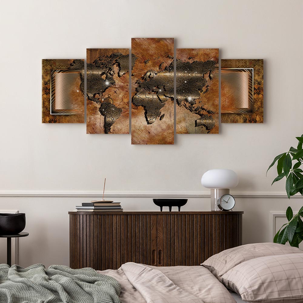 Abstract Steel World Map Canvas Print