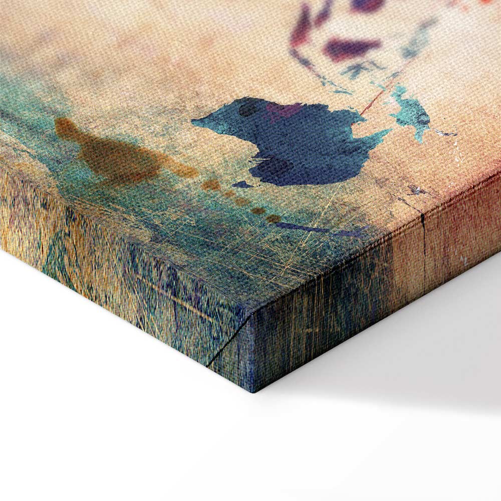 Rainbow Watercolour World Map Triptych Canvas Print