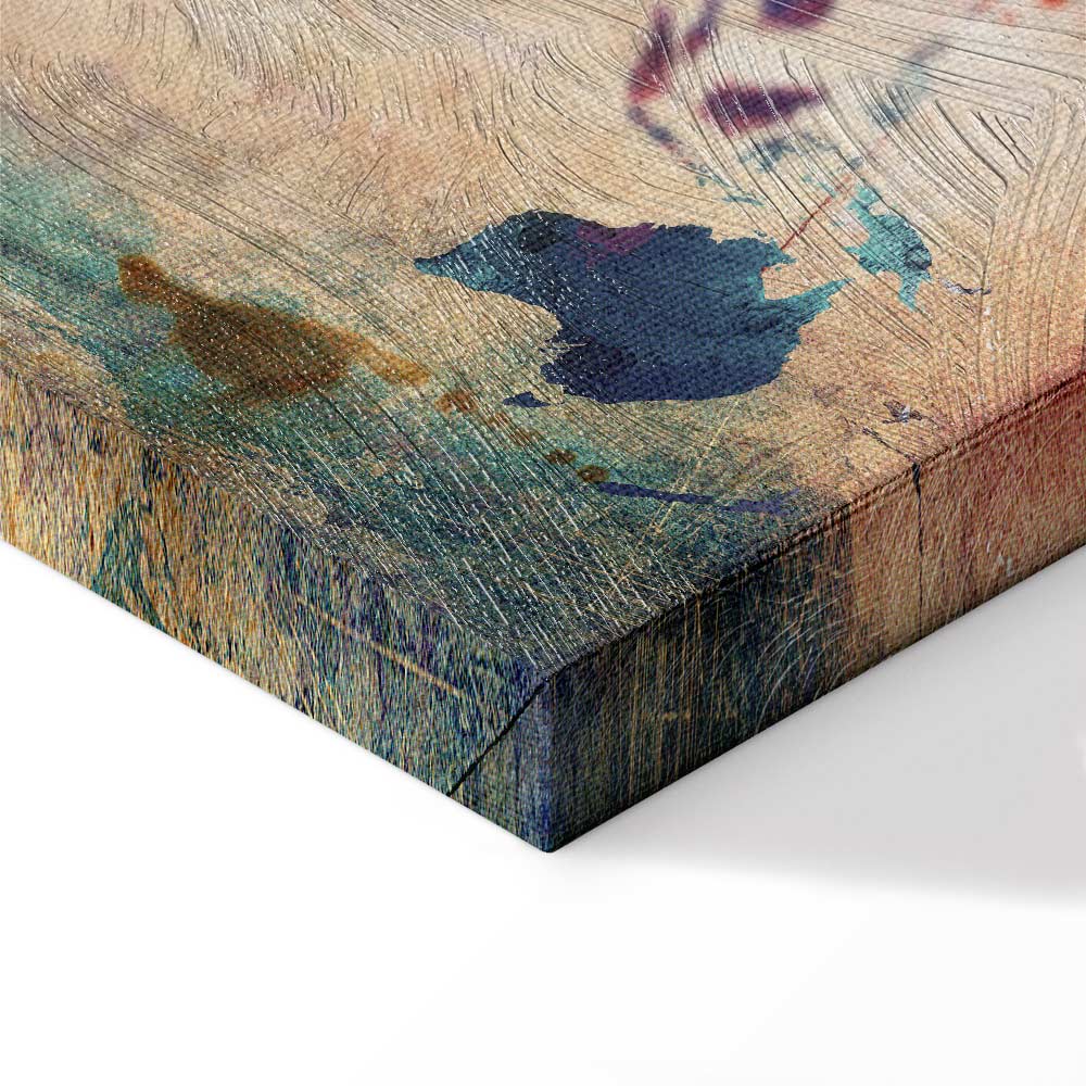 Rainbow Watercolour World Map Triptych Canvas Print