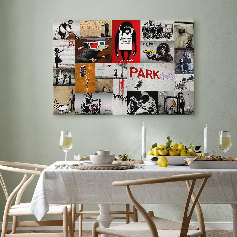 Banksy Graffiti Collage Canvas Print
