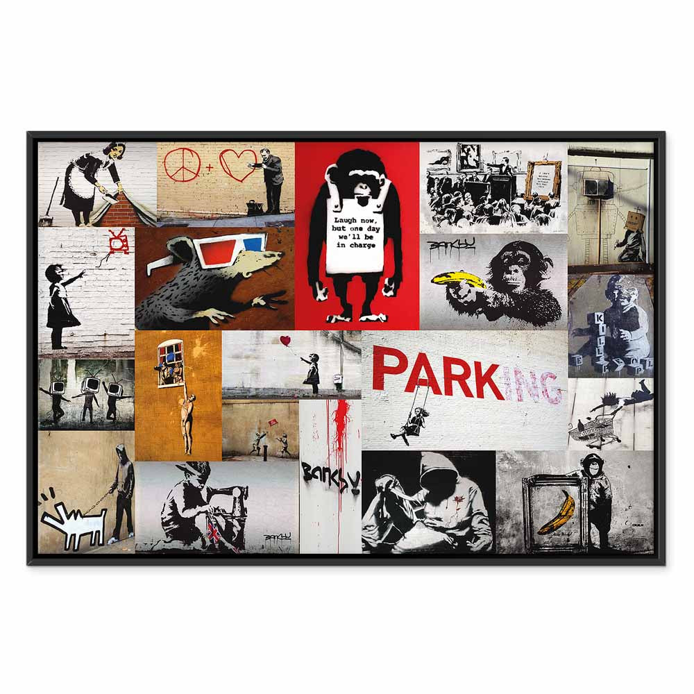 Banksy Graffiti Collage Canvas Print