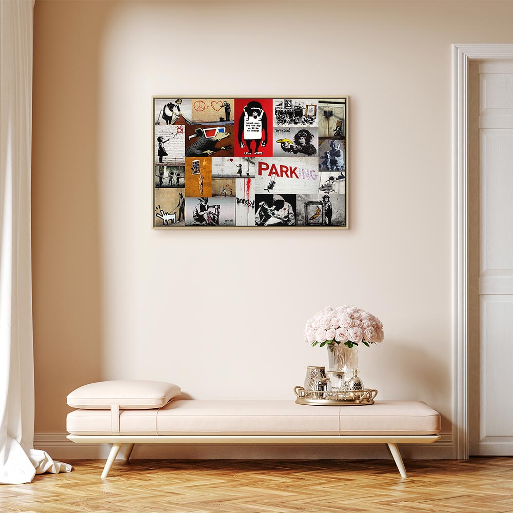 Banksy Graffiti Collage Canvas Print