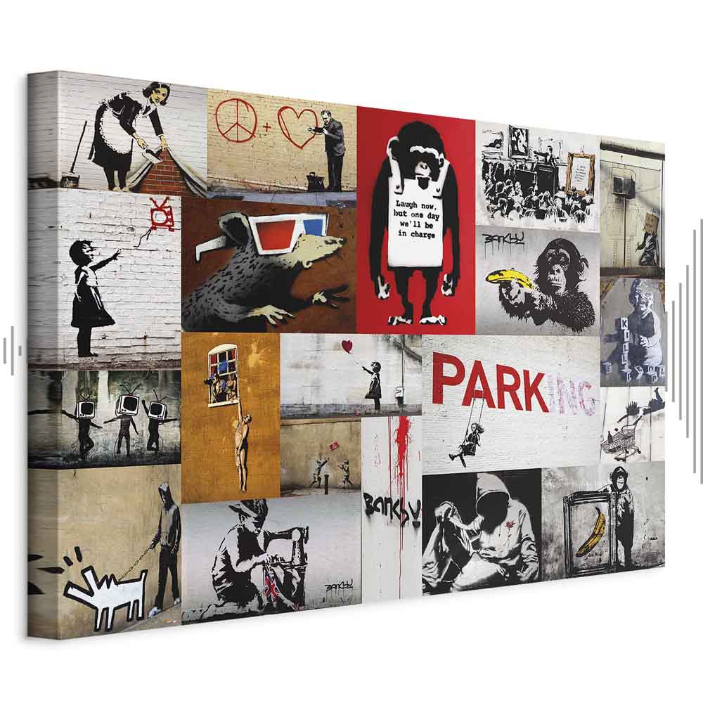Banksy Graffiti Collage Canvas Print