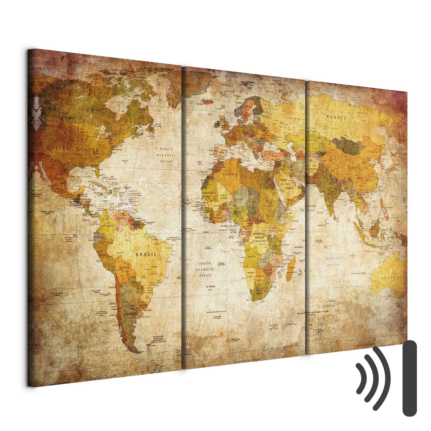 Antique World Map Retro Canvas Print