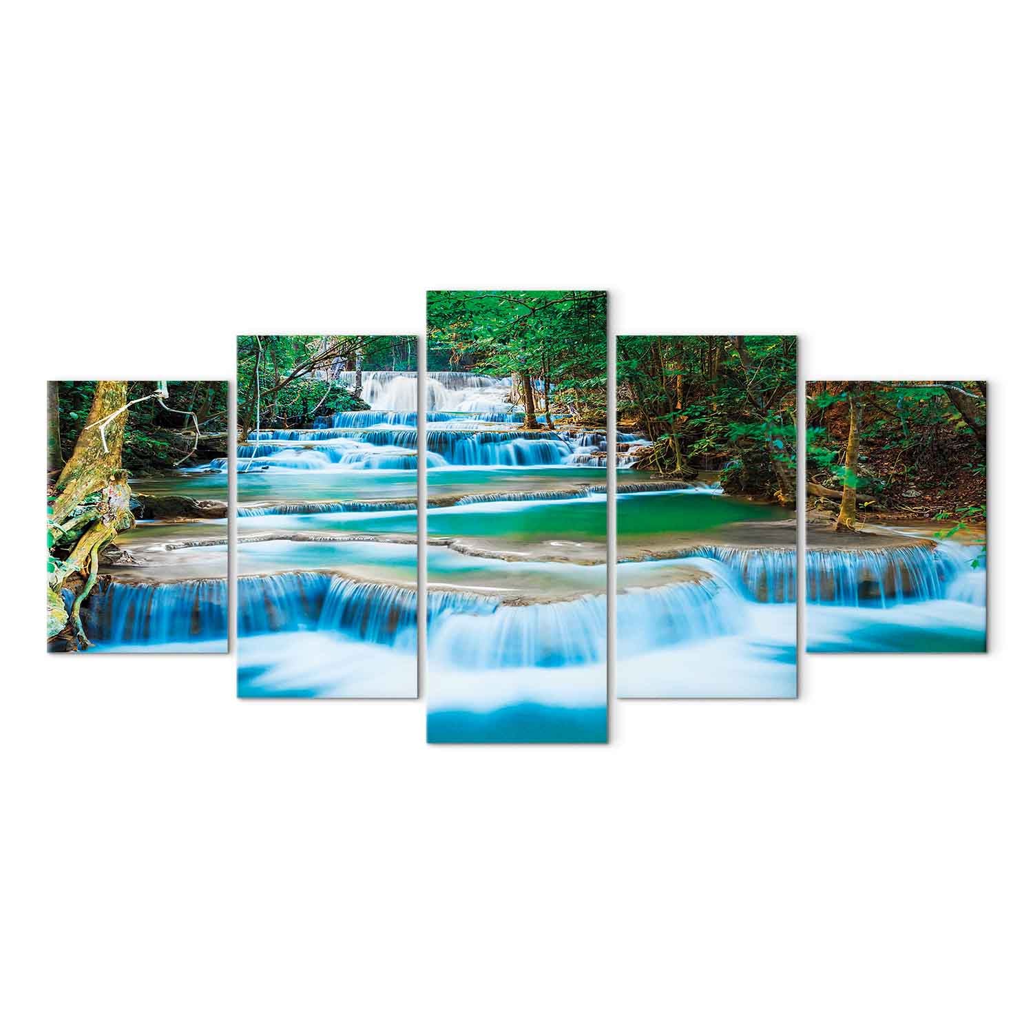 Blue Waterfall Forest Canvas Print
