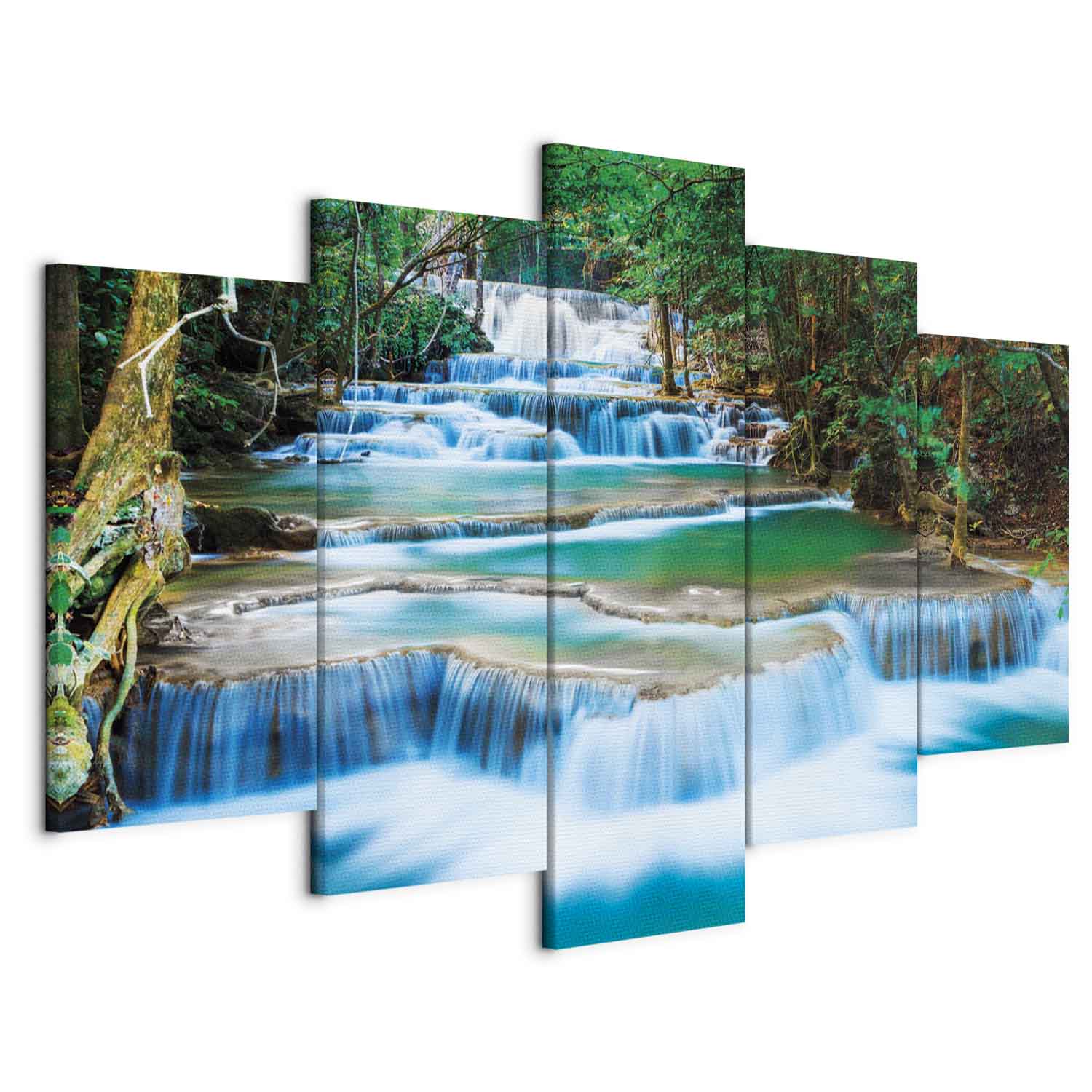 Blue Waterfall Forest Canvas Print