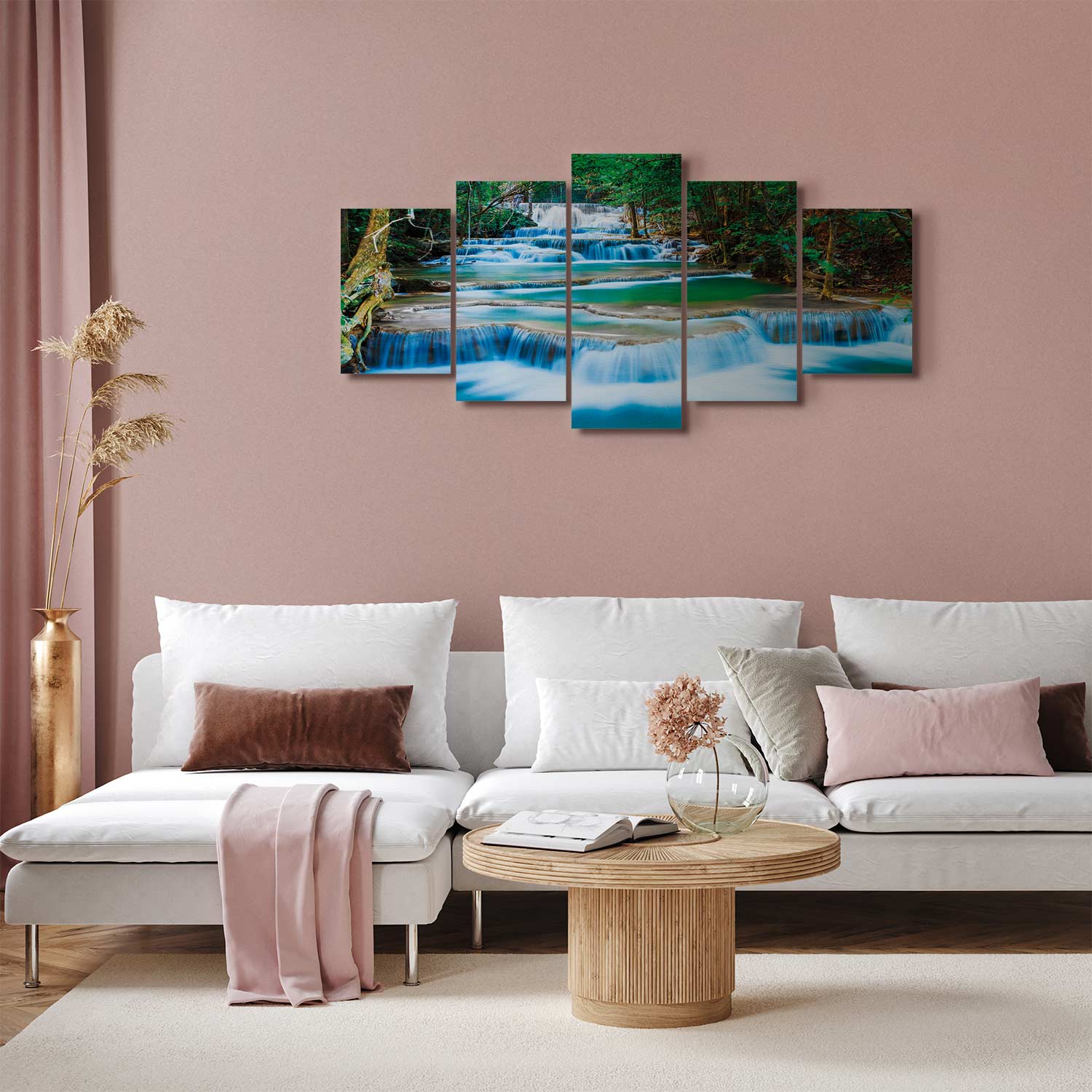 Blue Waterfall Forest Canvas Print