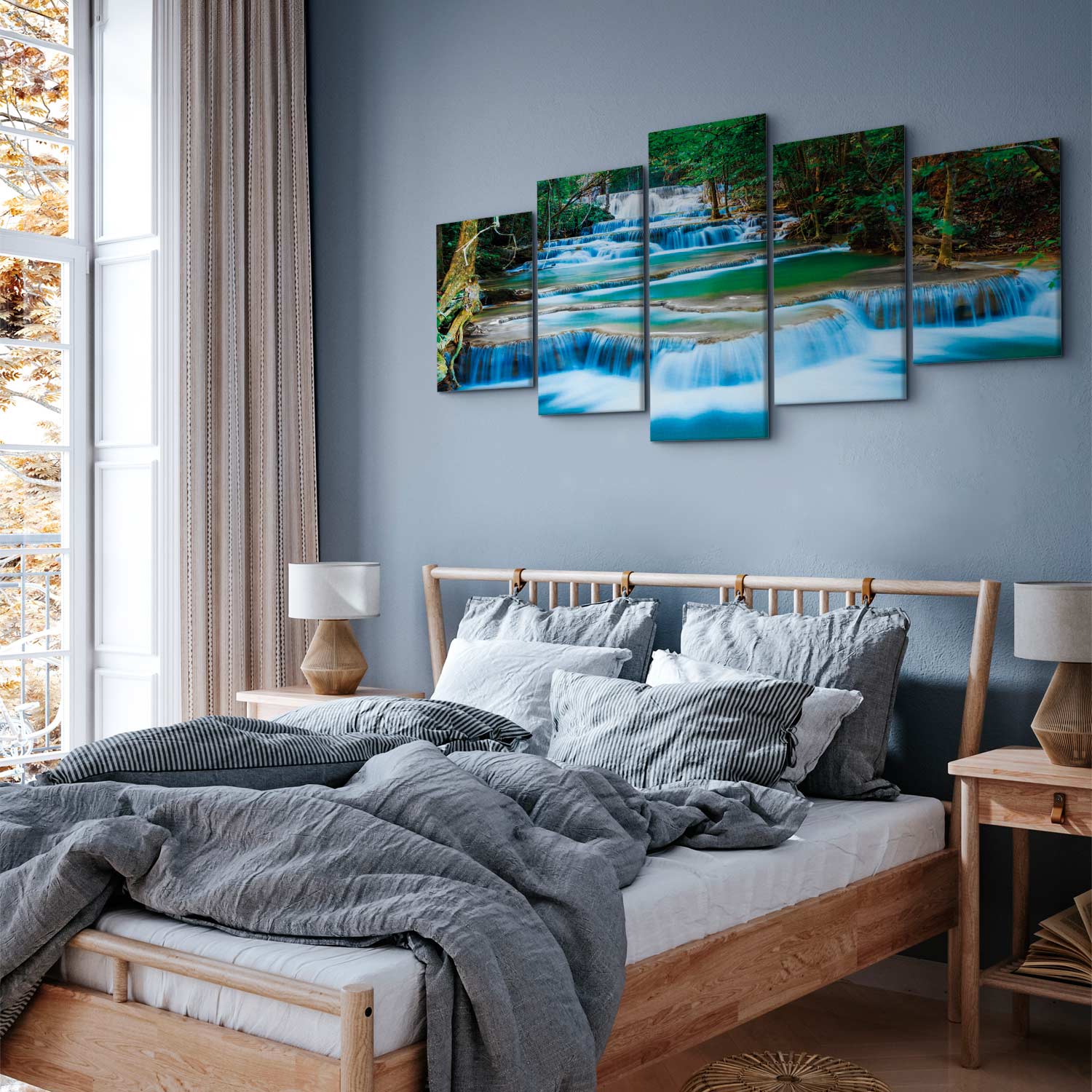 Blue Waterfall Forest Canvas Print