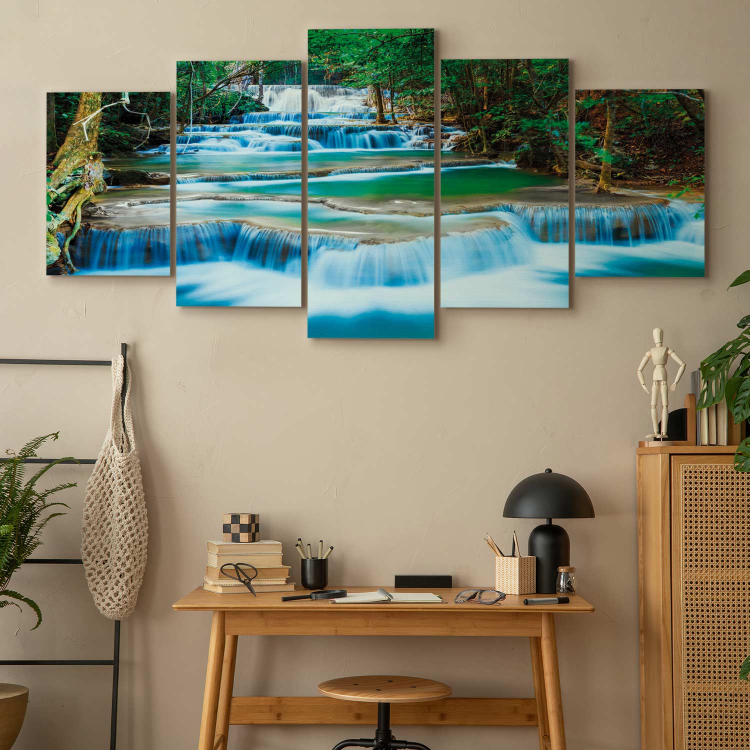 Blue Waterfall Forest Canvas Print
