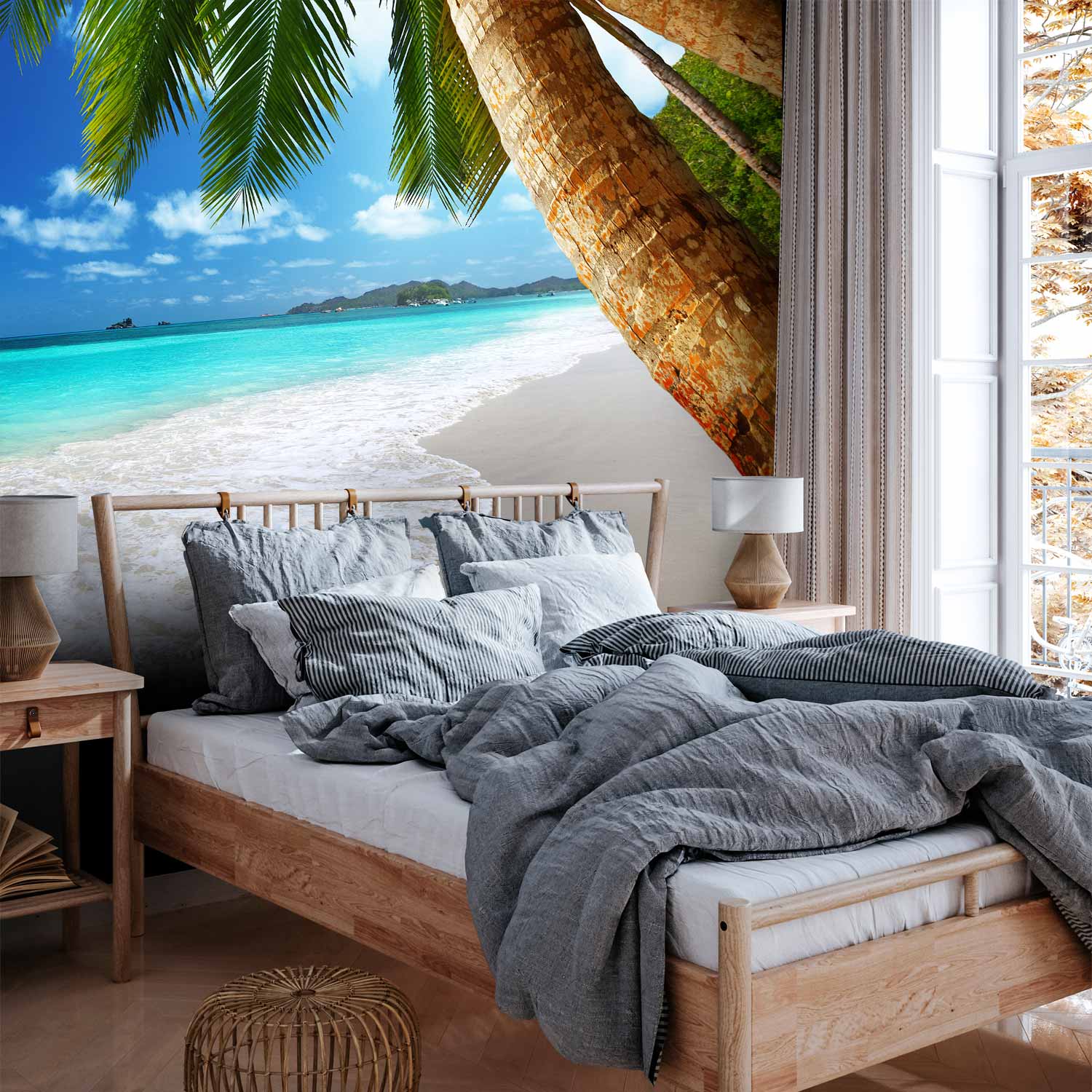 Tropical Island Sea Palm Trees Wall Mural