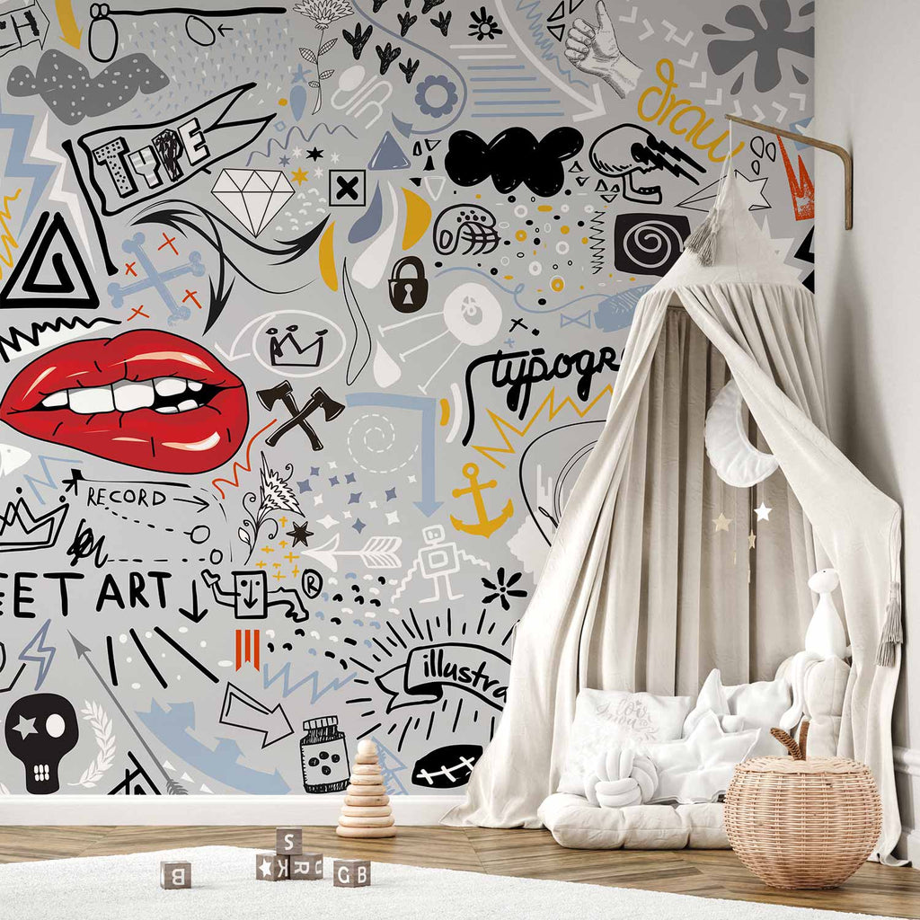 Abstract Lettering Stream of Thought Wall Mural