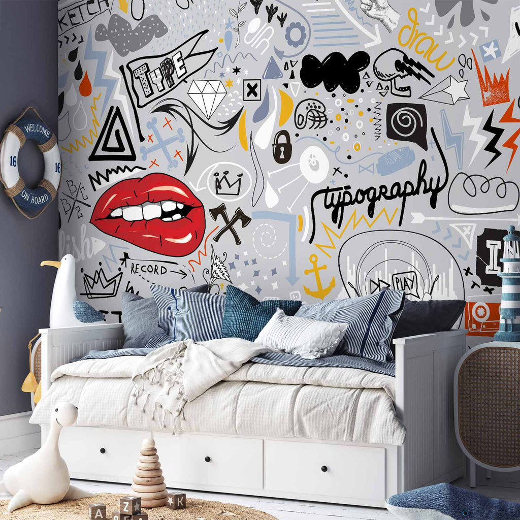 Abstract Lettering Stream of Thought Wall Mural