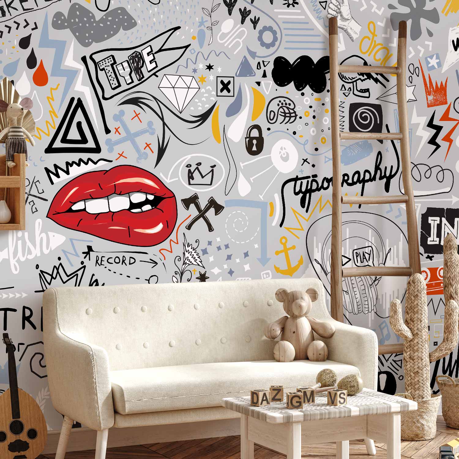 Abstract Lettering Stream of Thought Wall Mural