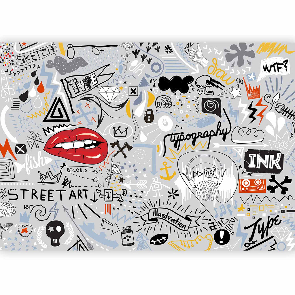 Abstract Lettering Stream of Thought Wall Mural