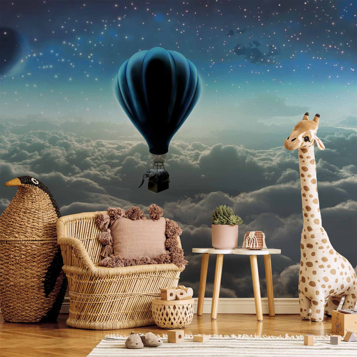 Night Sky Plane 3D Wall Mural