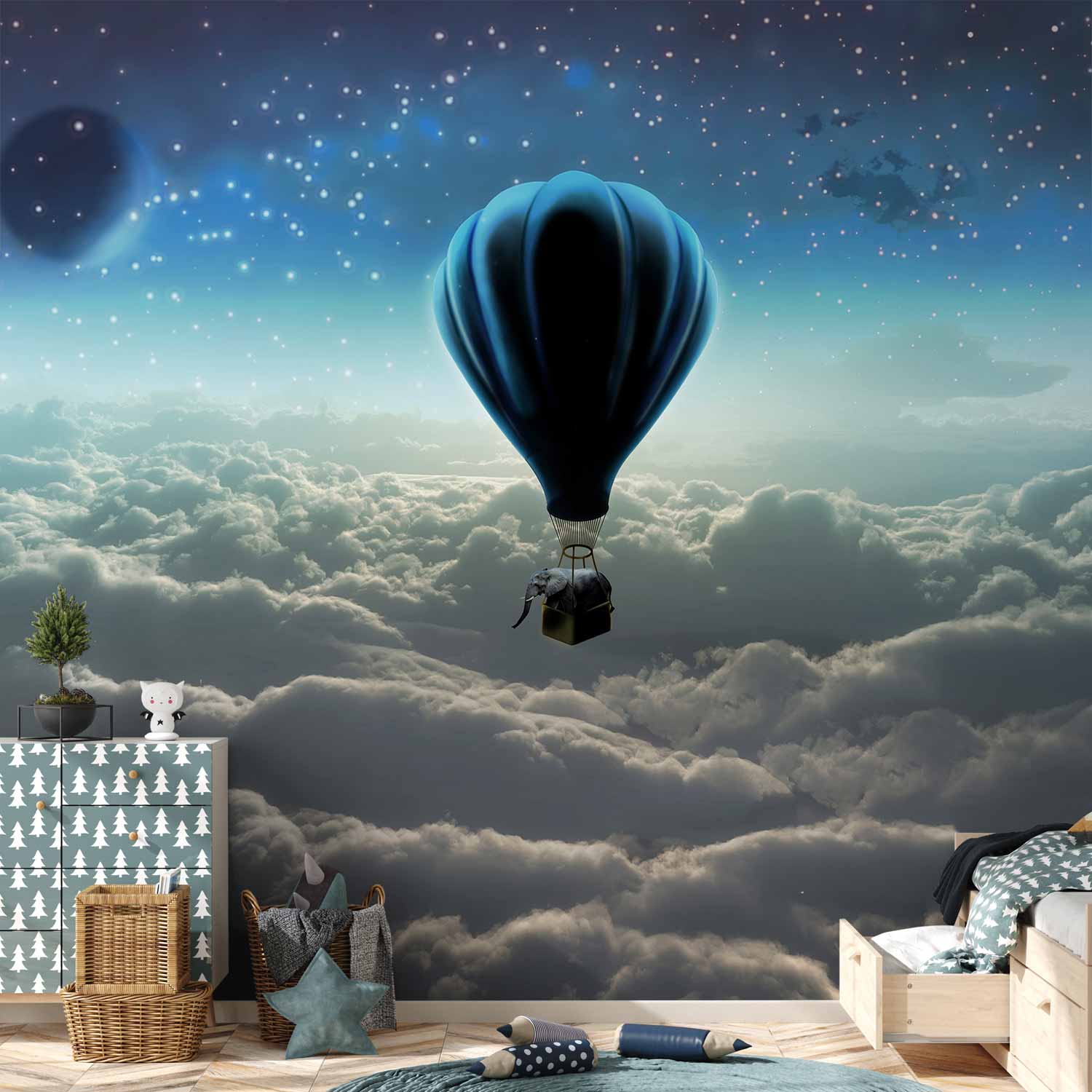 Night Sky Plane 3D Wall Mural