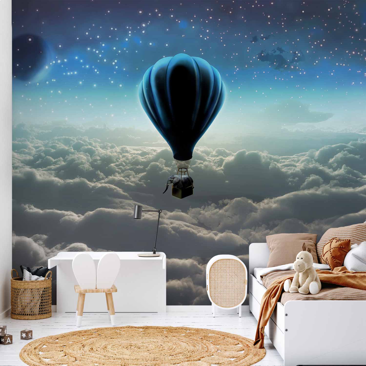 Night Sky Plane 3D Wall Mural