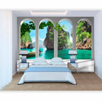 Seaside Terrace Columns Landscape Wall Mural