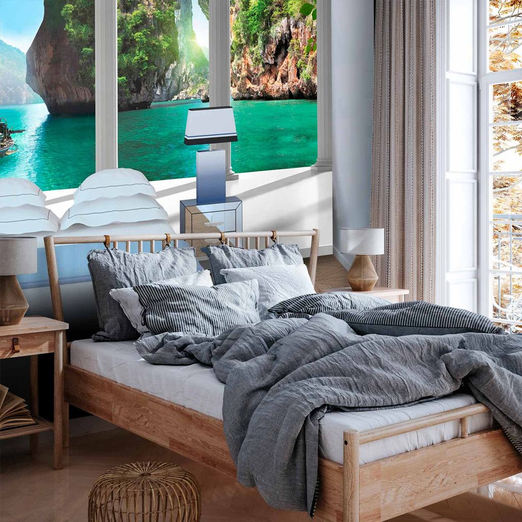 Seaside Terrace Columns Landscape Wall Mural