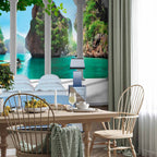 Seaside Terrace Columns Landscape Wall Mural