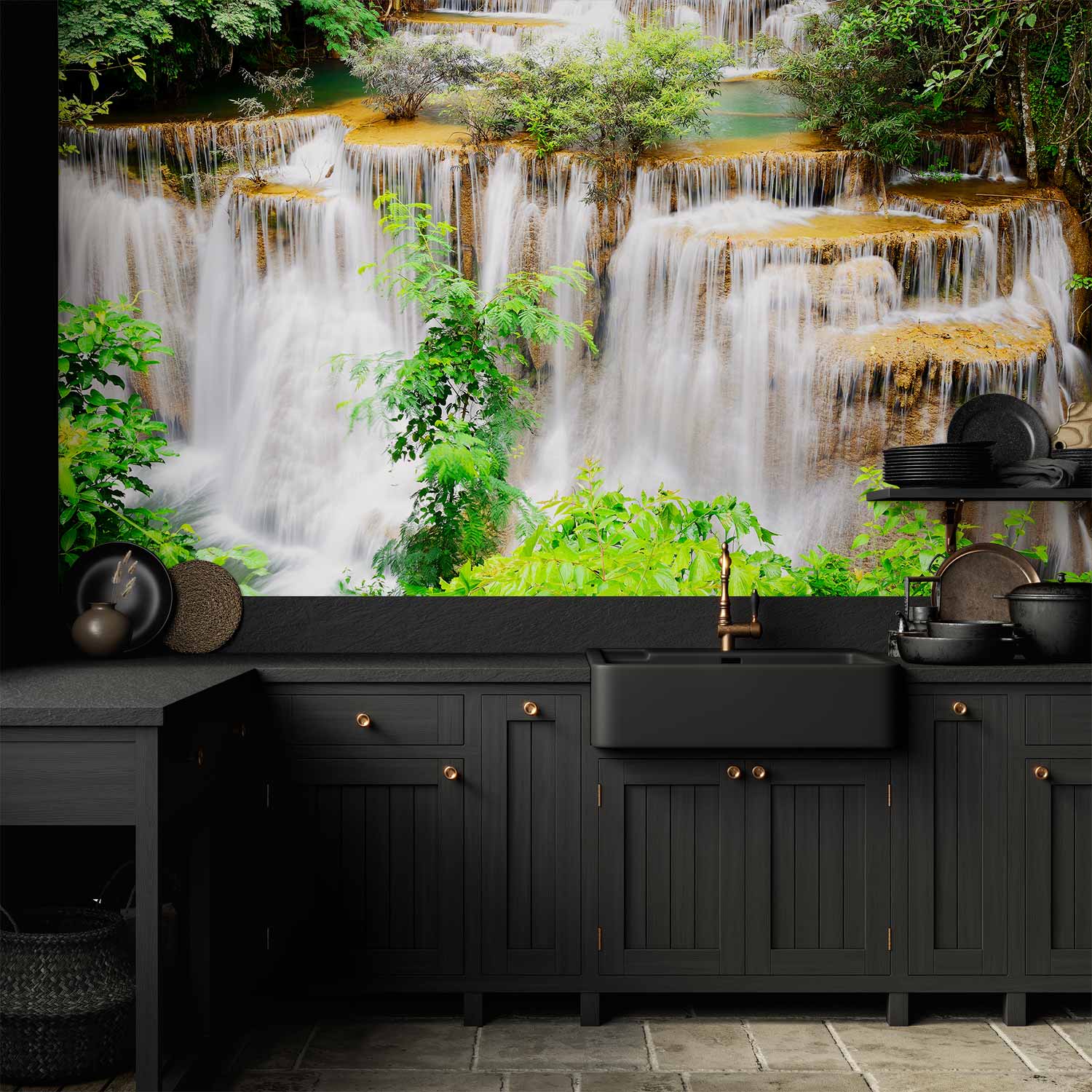 Thai Waterfall Forest Landscape Wall Mural