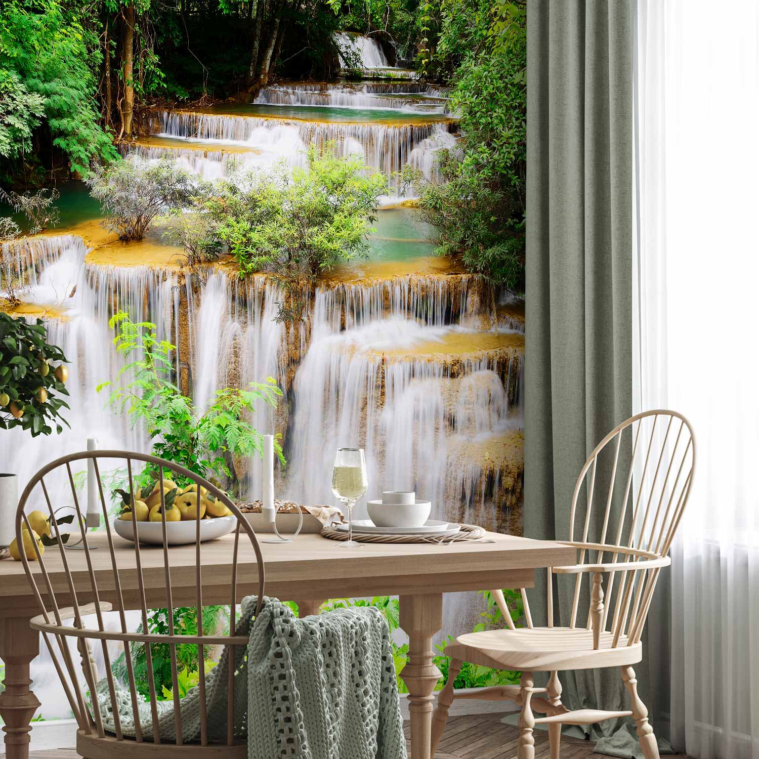 Thai Waterfall Forest Landscape Wall Mural