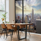City Skyline Behind Glass Wall Mural