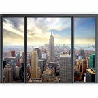 City Skyline Behind Glass Wall Mural