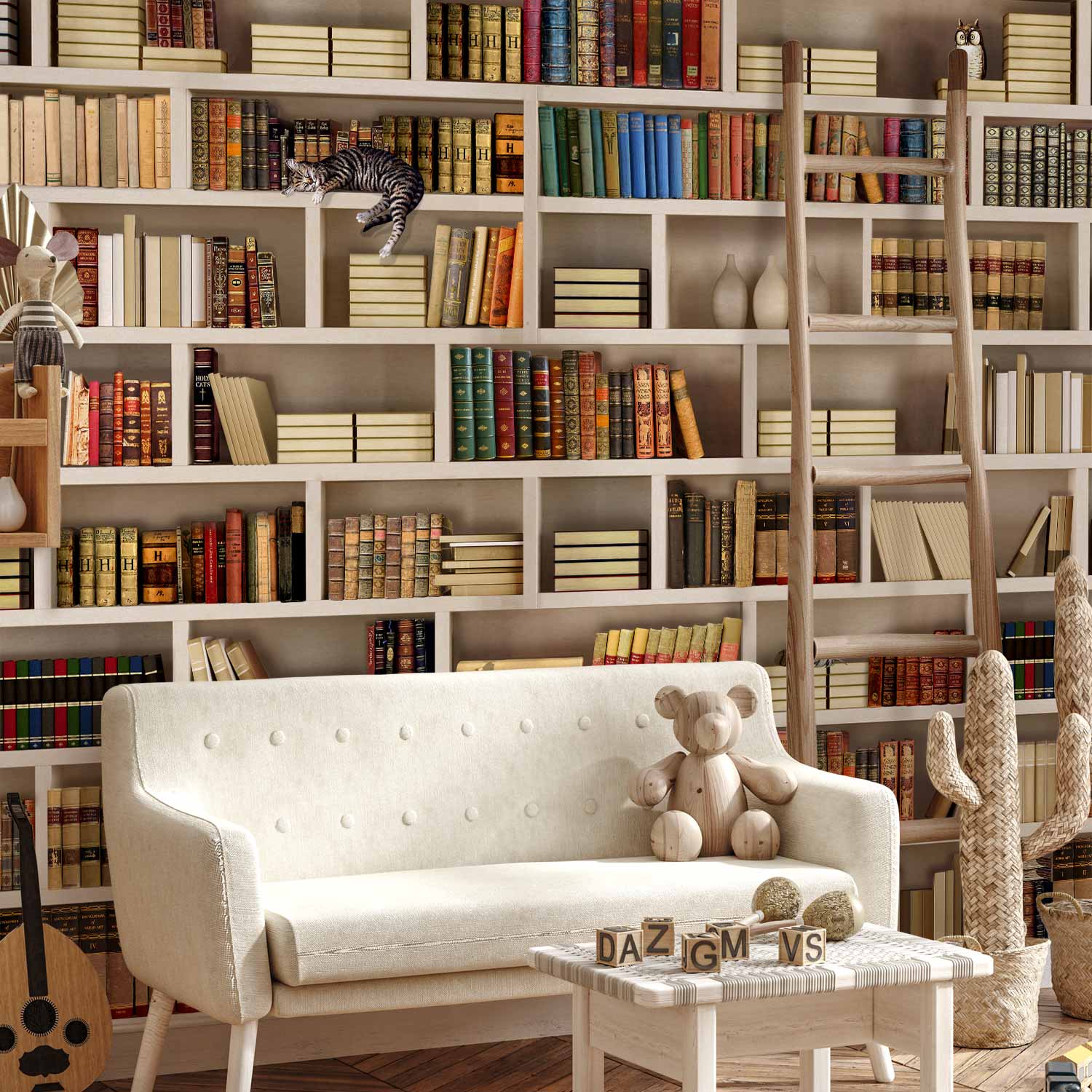 Home Library Vintage Wall Mural