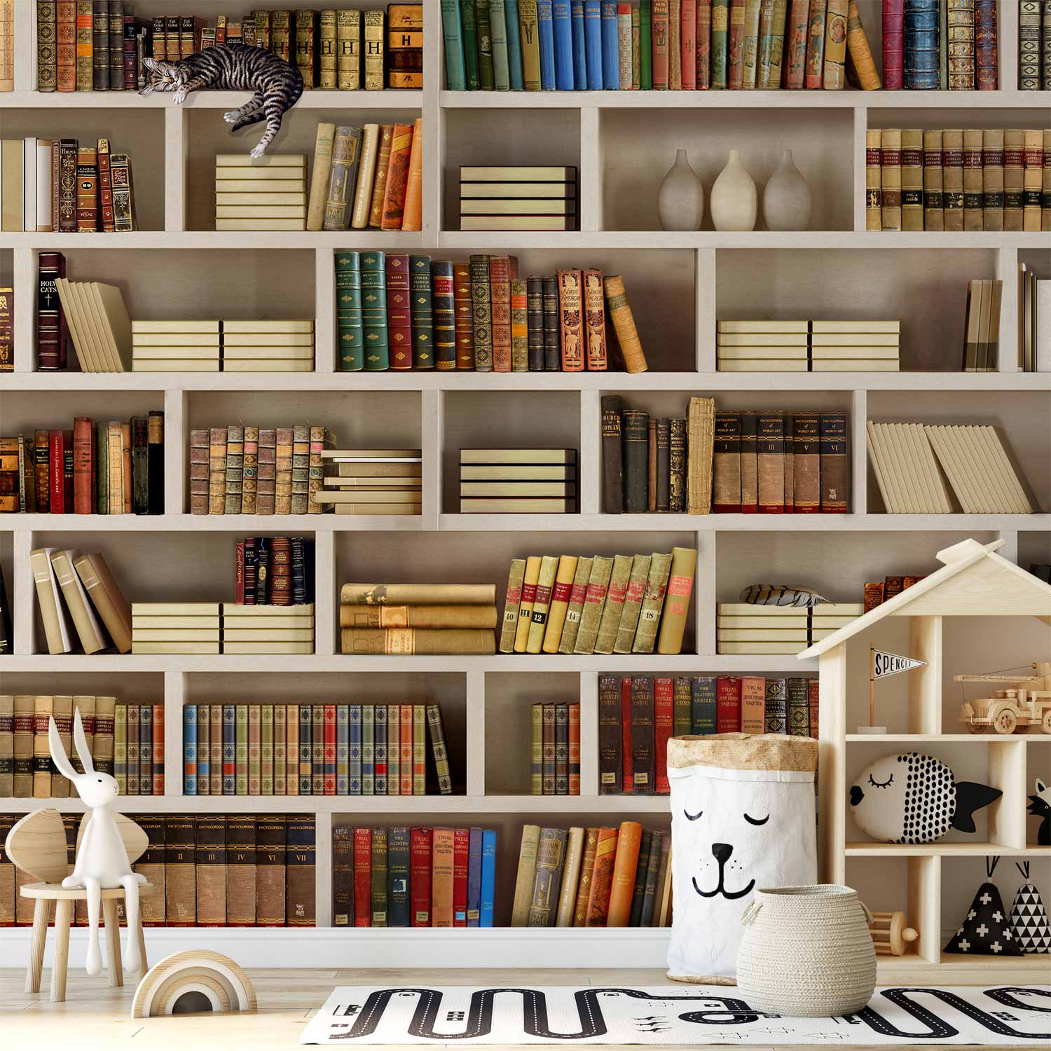 Home Library Vintage Wall Mural