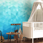 Azure Pixel Geometric Pattern Wall Mural
