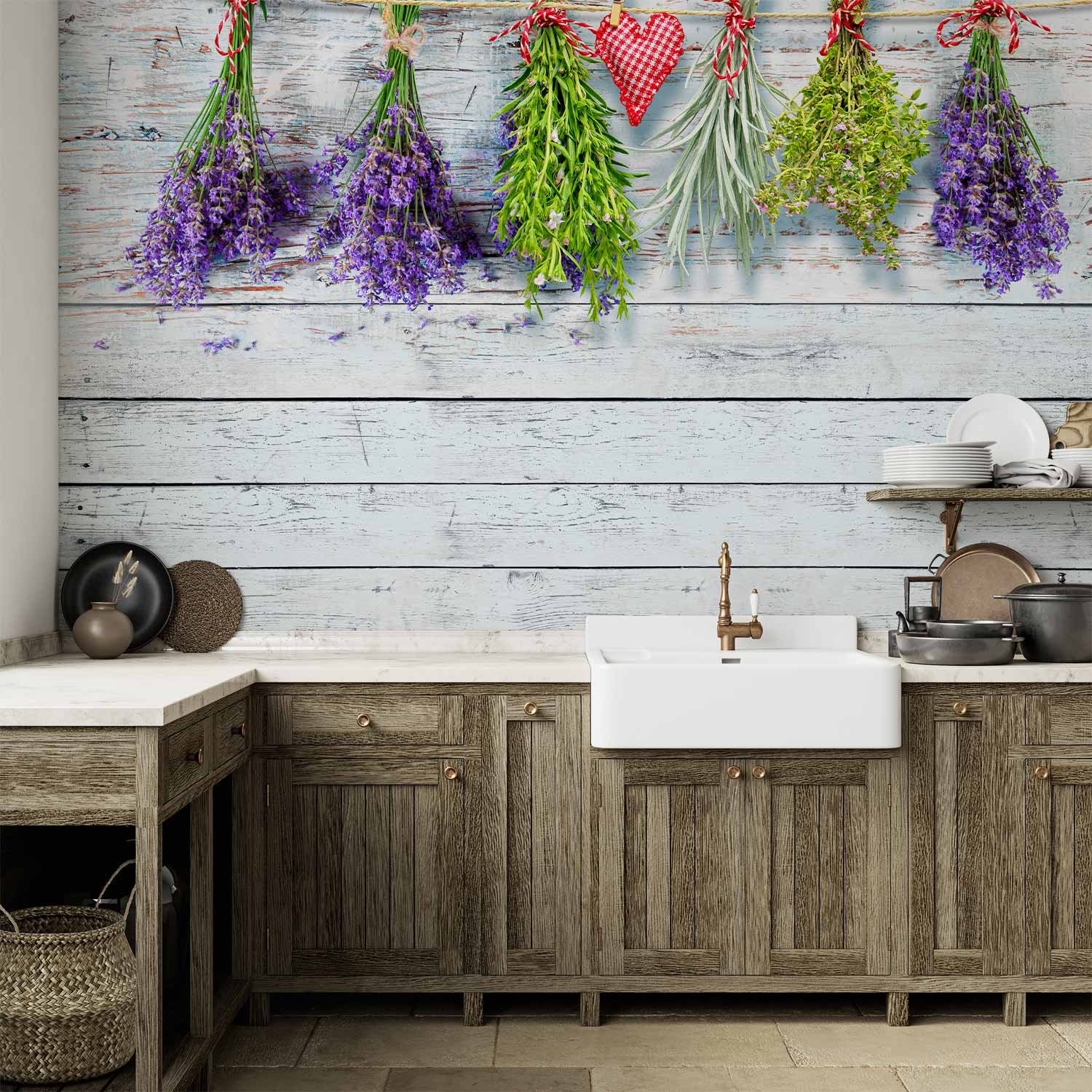 Provence Lavender and Spices Rustic Wall Mural