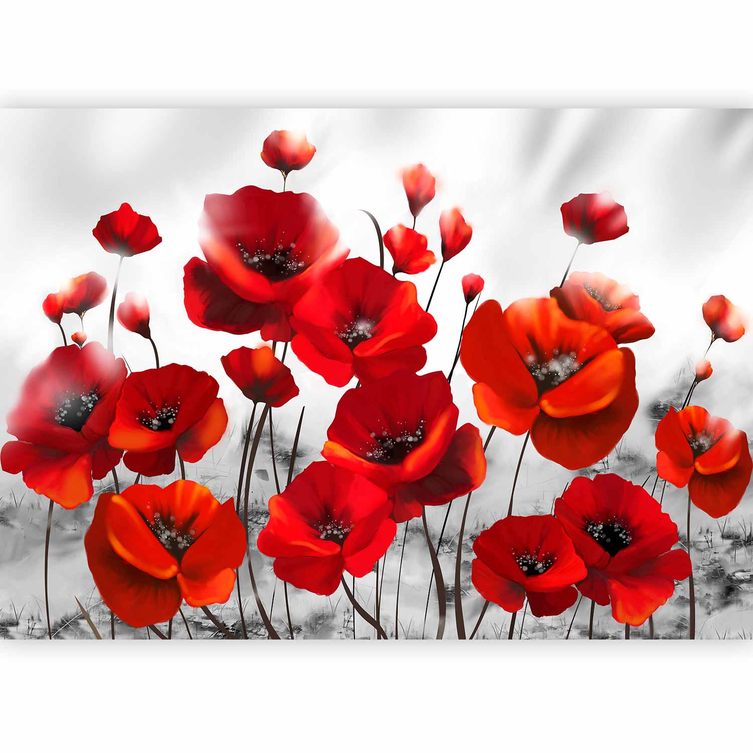 Moonlit Poppies Floral Wall Mural