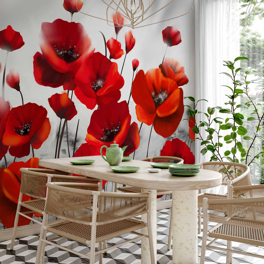 Moonlit Poppies Floral Wall Mural