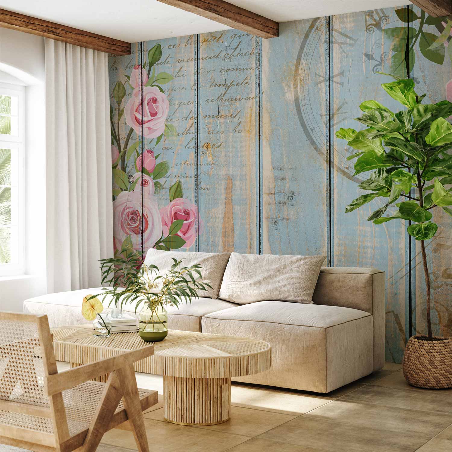 Vintage Garden Floral Wall Mural