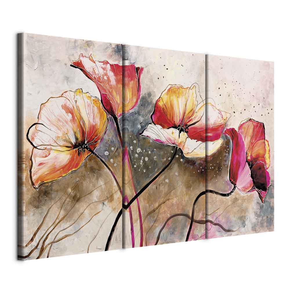 Windblown Poppies Floral Canvas Print