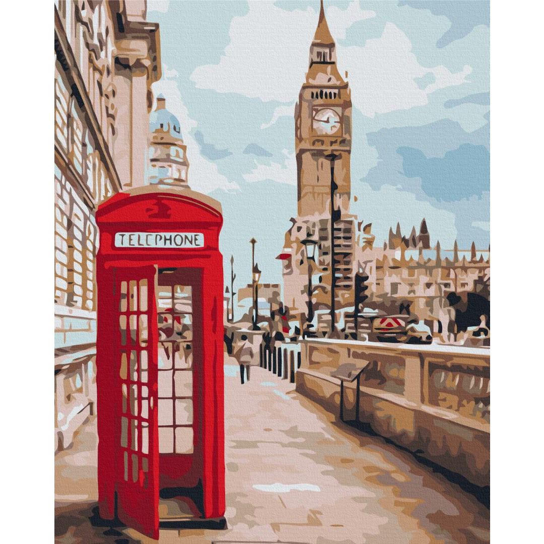 London Telephone Box Big Ben Paint by Numbers