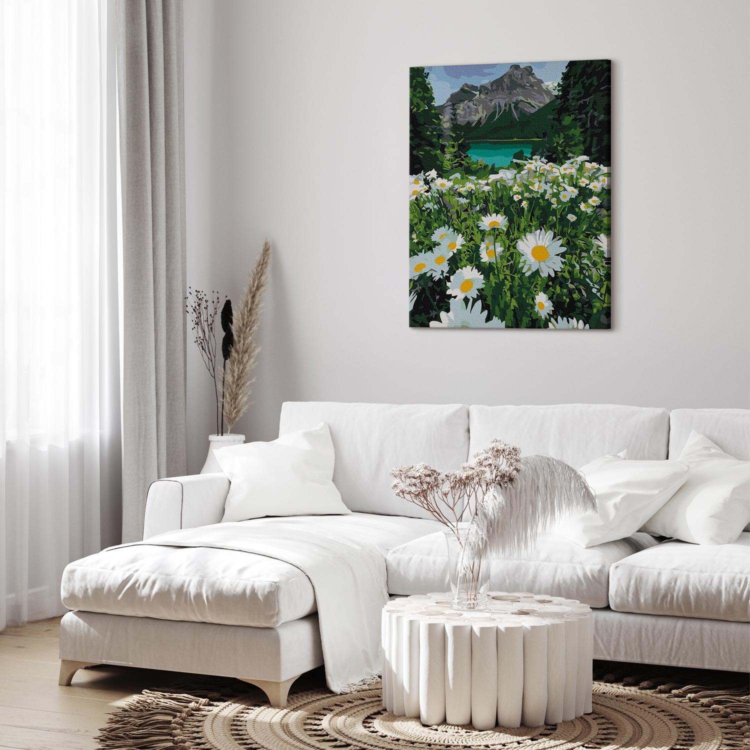 Chamomile Mountain Valley Landscape Paint by Numbers