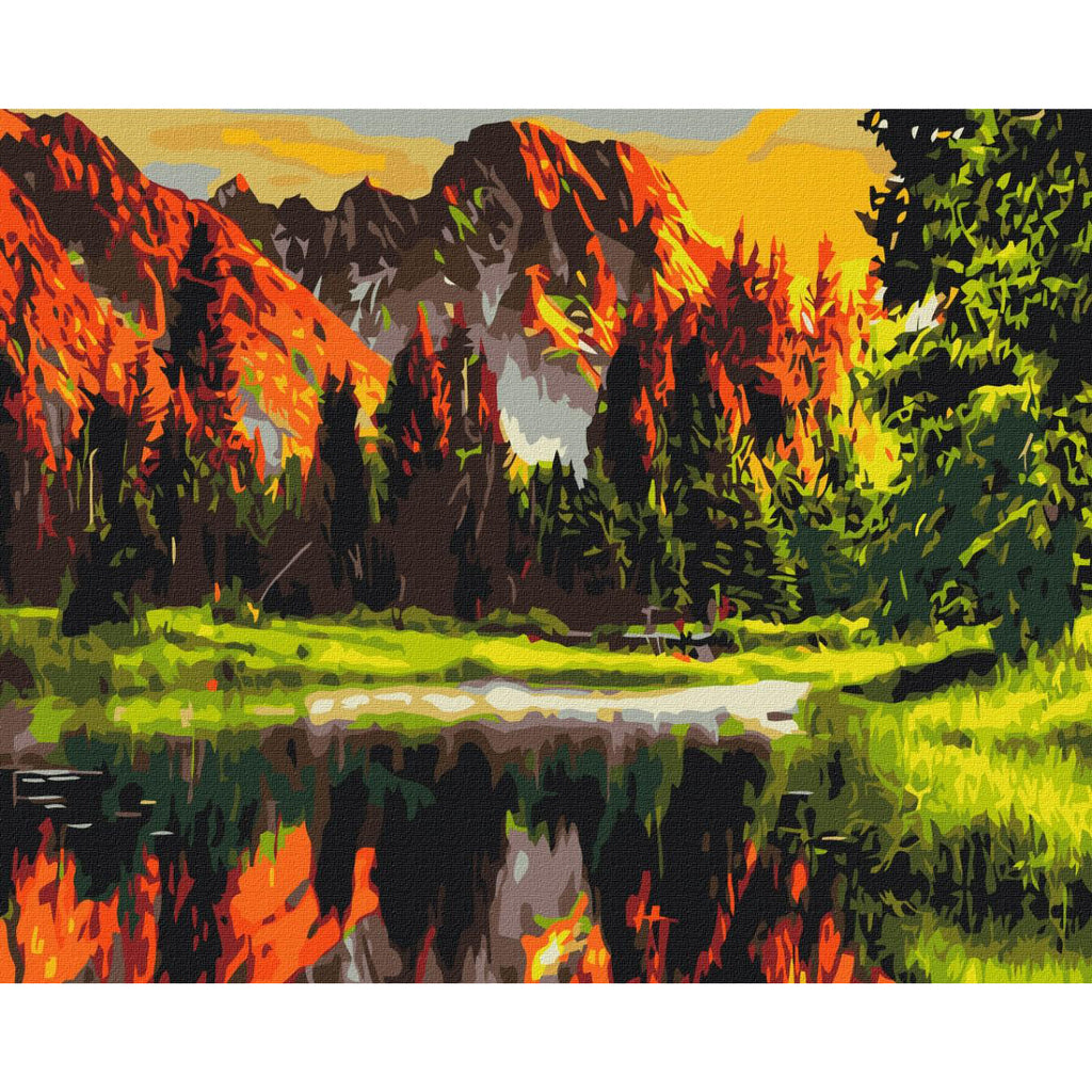 Mountain Valley Sunset Landscape Paint by Numbers Kit
