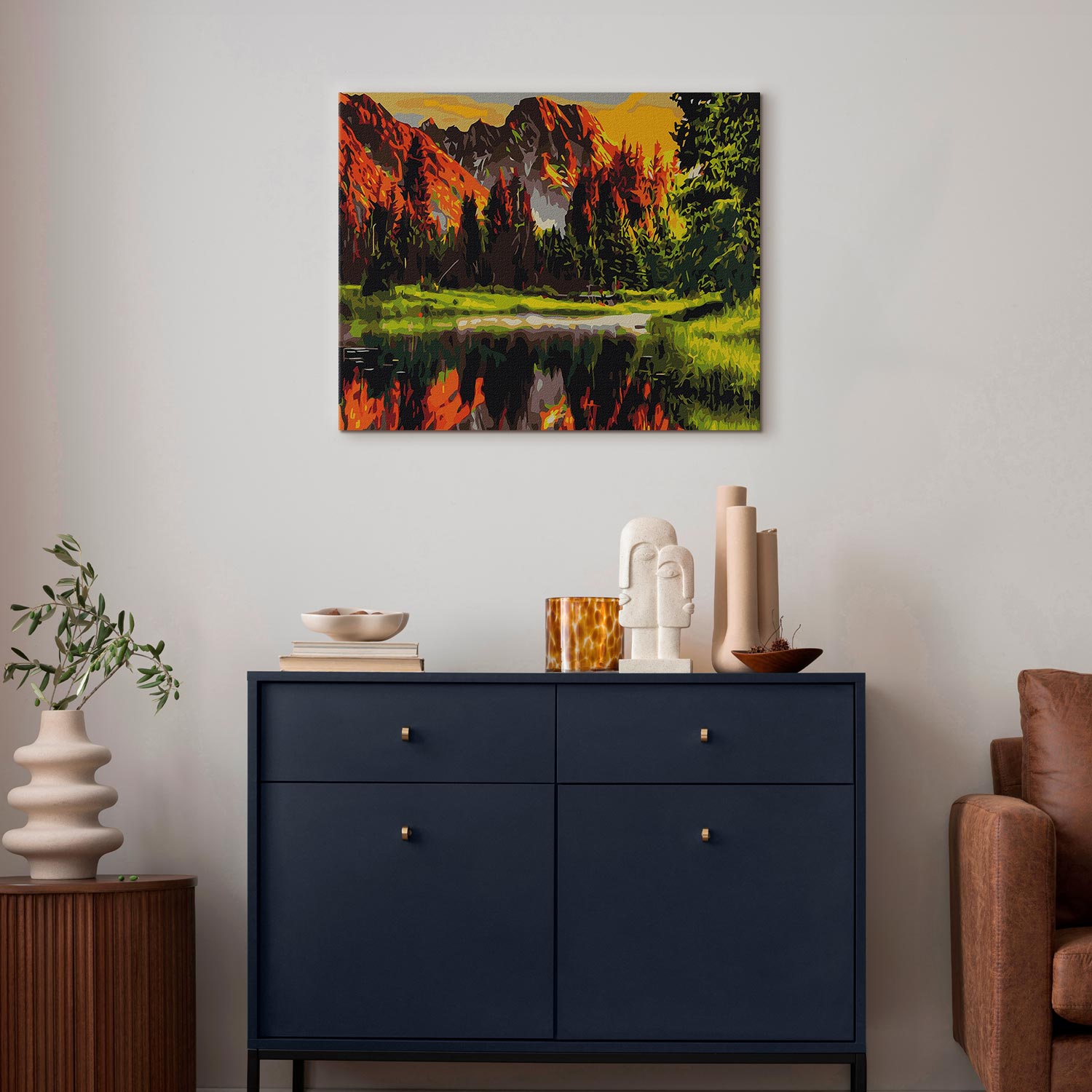 Mountain Valley Sunset Landscape Paint by Numbers Kit