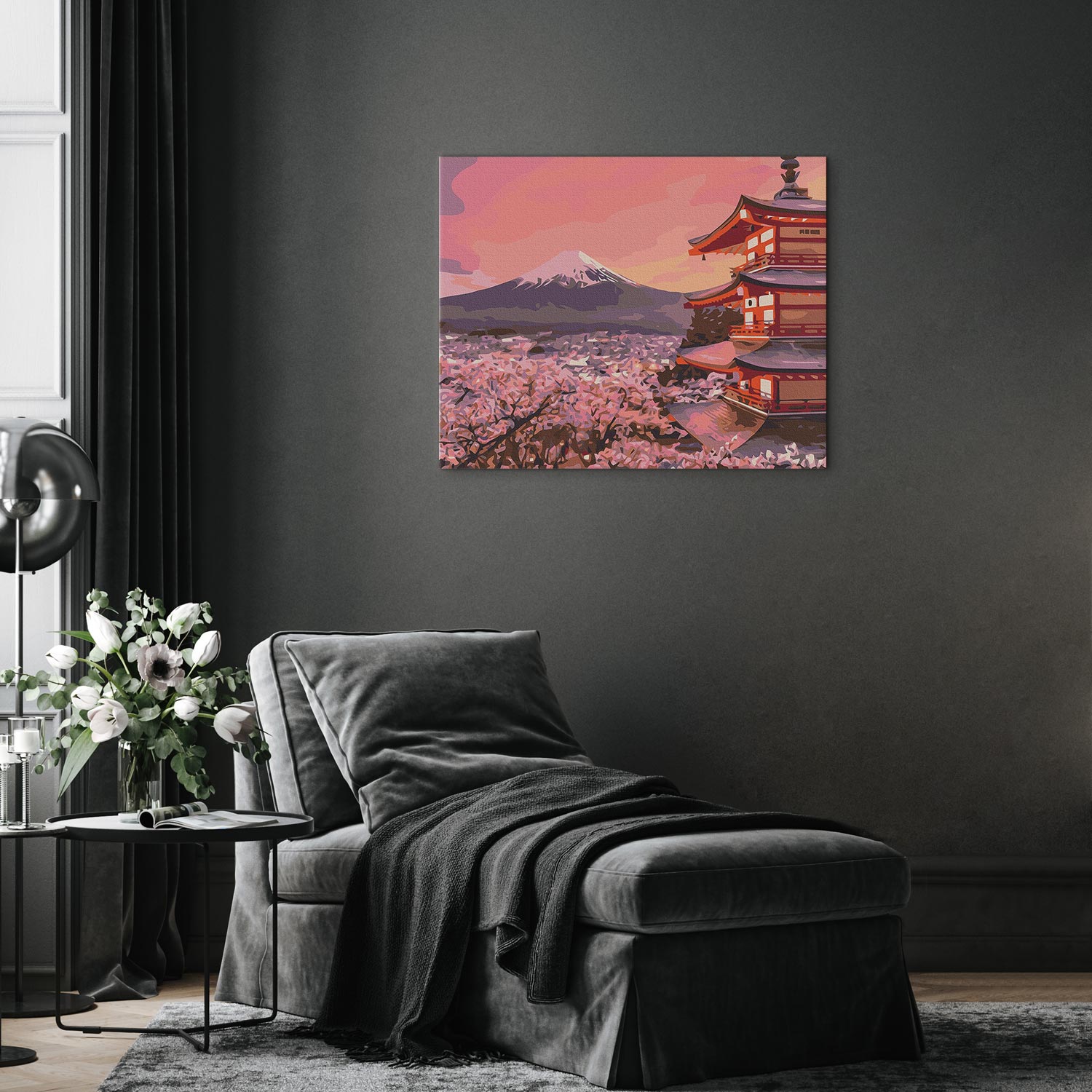 Mount Fuji Temple Landscape Paint by Numbers