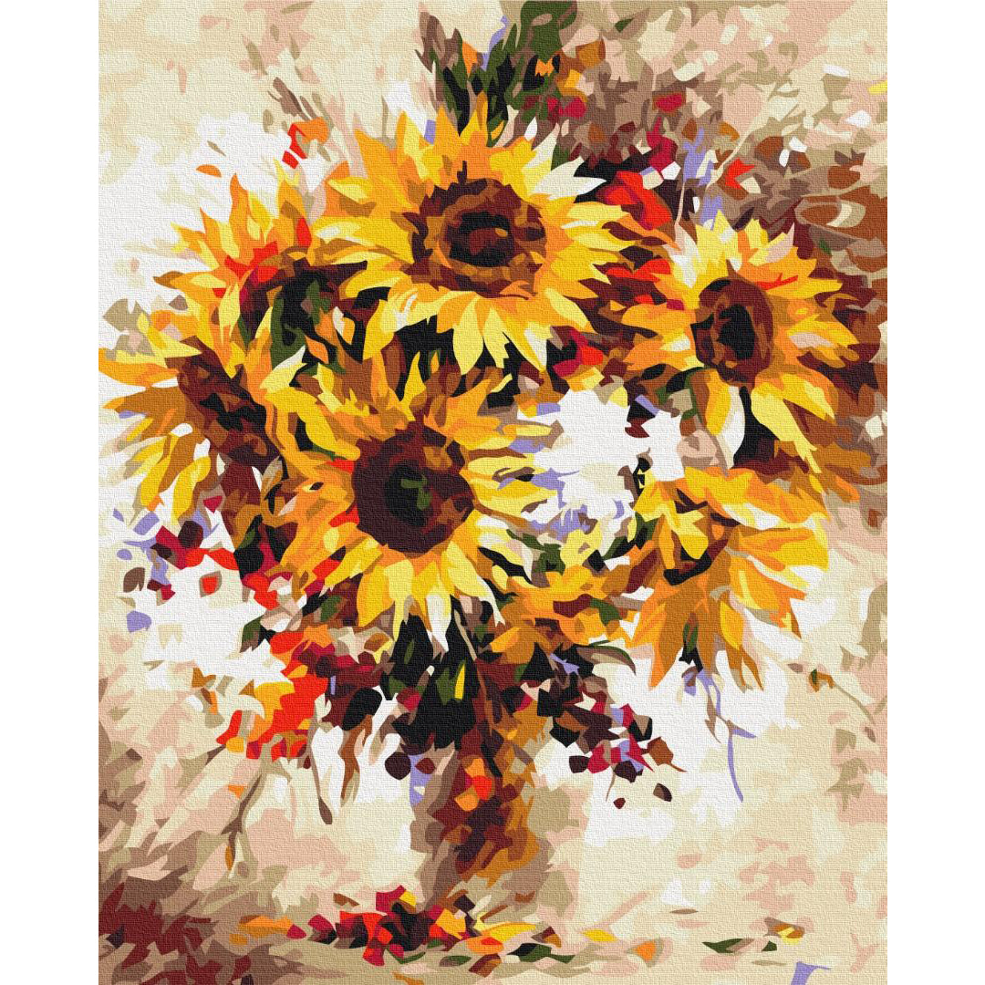 Sunflower Bouquet Vase Floral Paint by Numbers