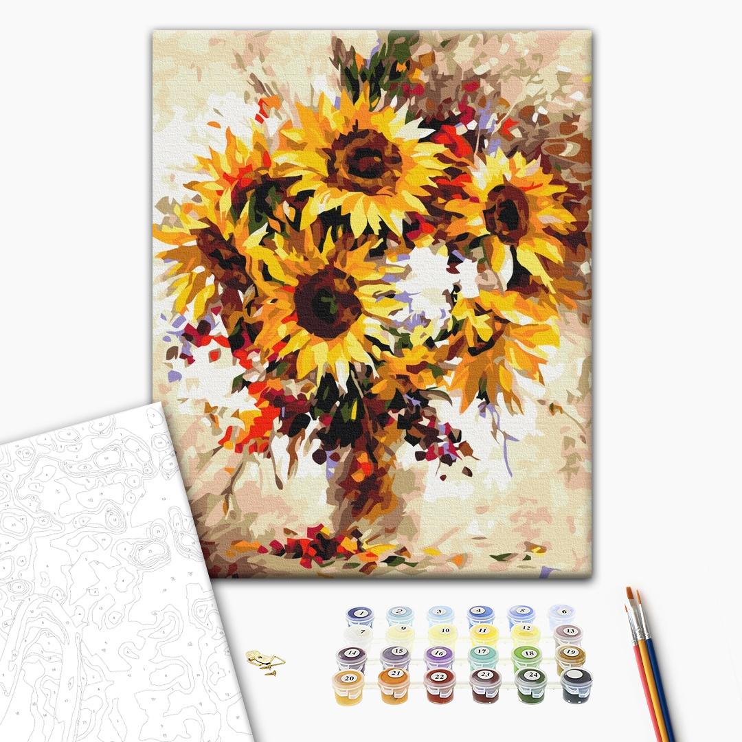 Sunflower Bouquet Vase Floral Paint by Numbers