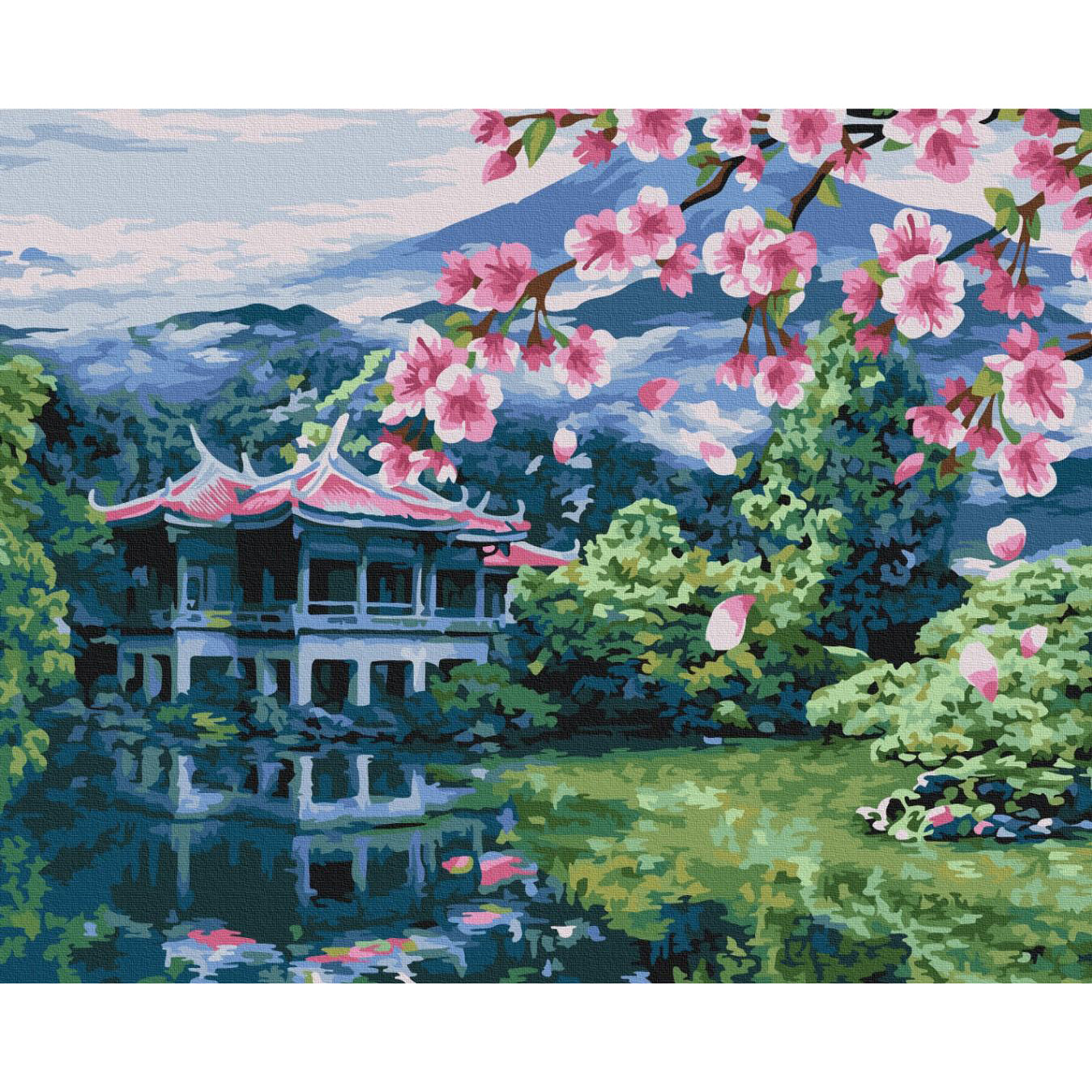 Japanese Spring Blossom City Paint by Numbers Kit