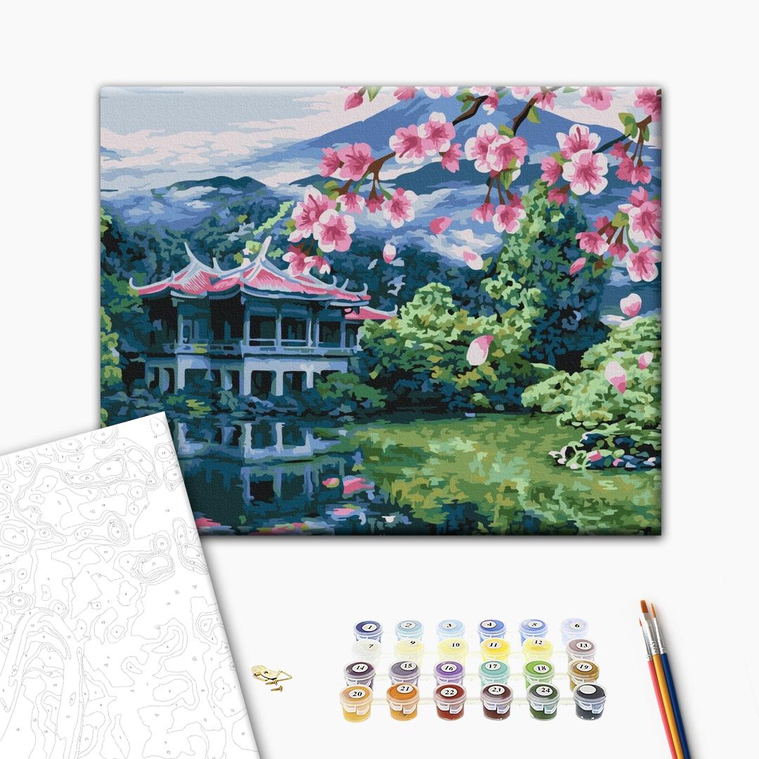 Japanese Spring Blossom City Paint by Numbers Kit