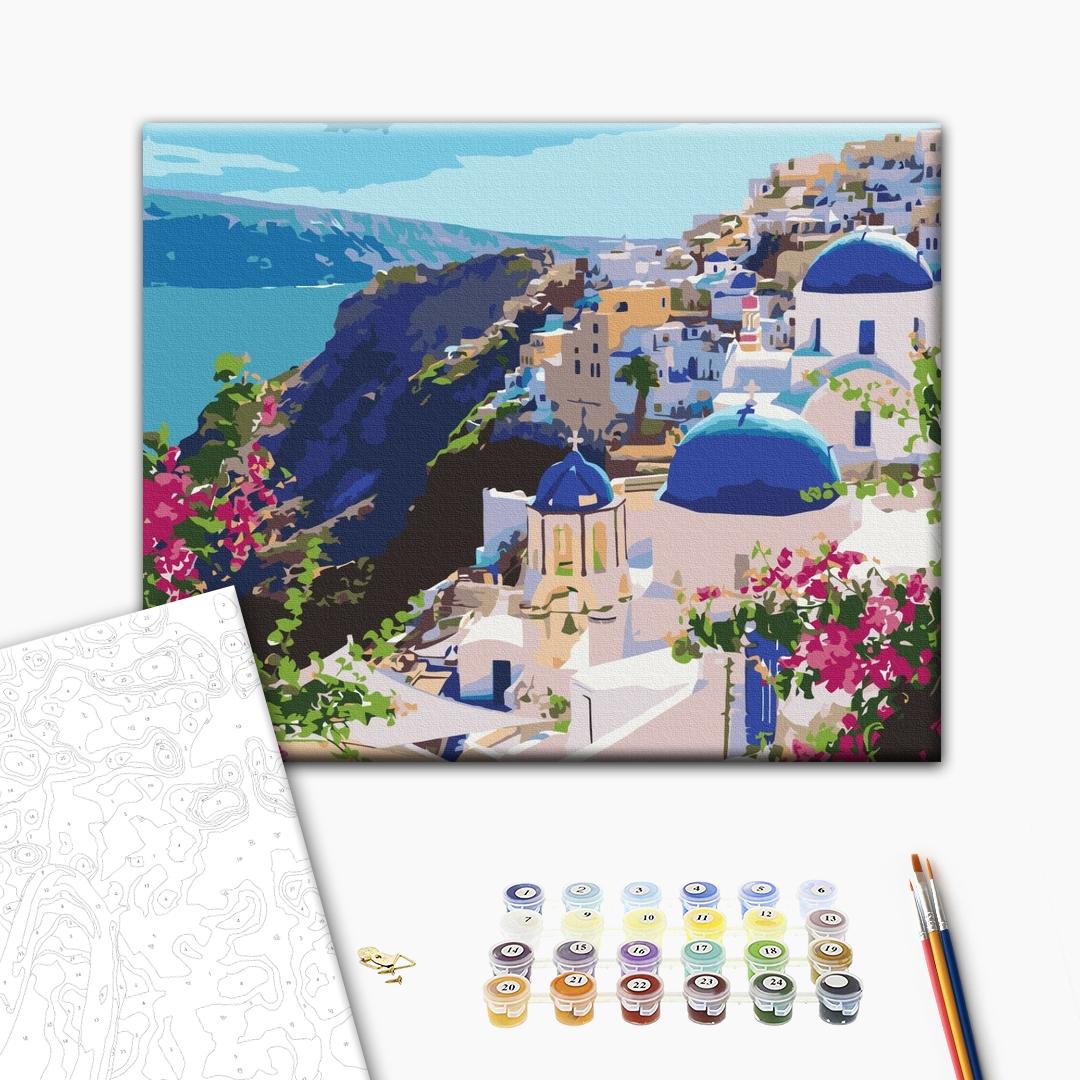 Santorini Rooftops Greece Paint by Numbers Kit