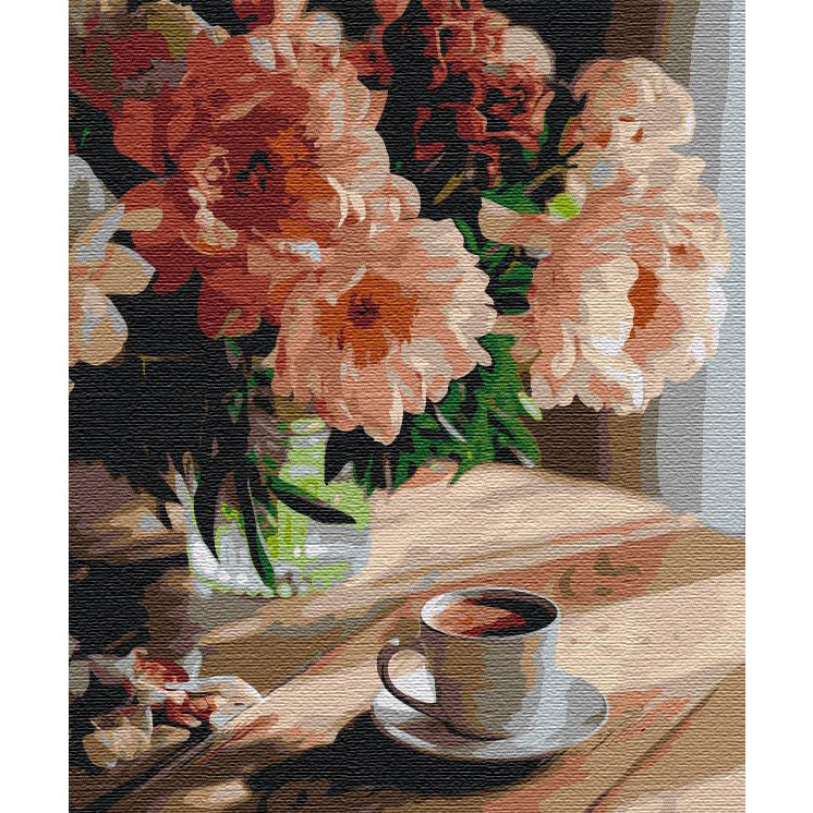 Coffee and Peonies Floral Paint by Numbers Kit
