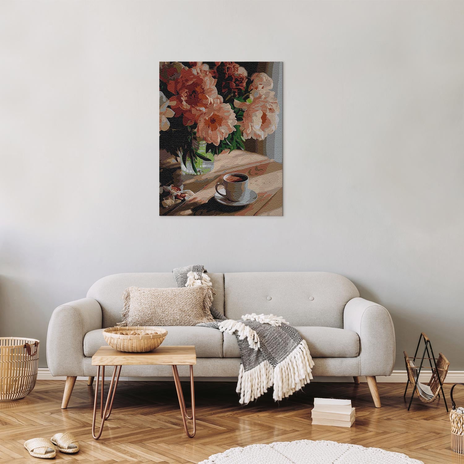 Coffee and Peonies Floral Paint by Numbers Kit